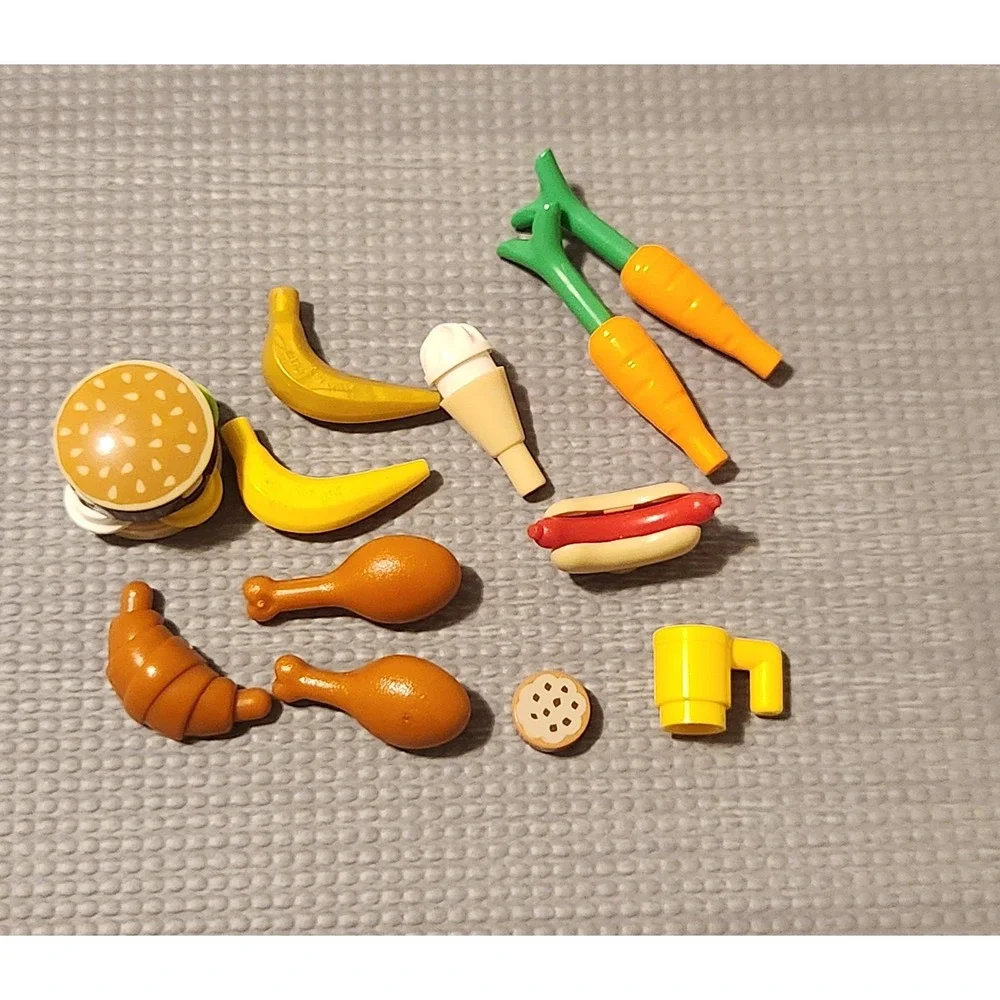 Lego Food Accessory‎ Lot Hamburger Hot Dog Drumstick Banana Carrot Croissant